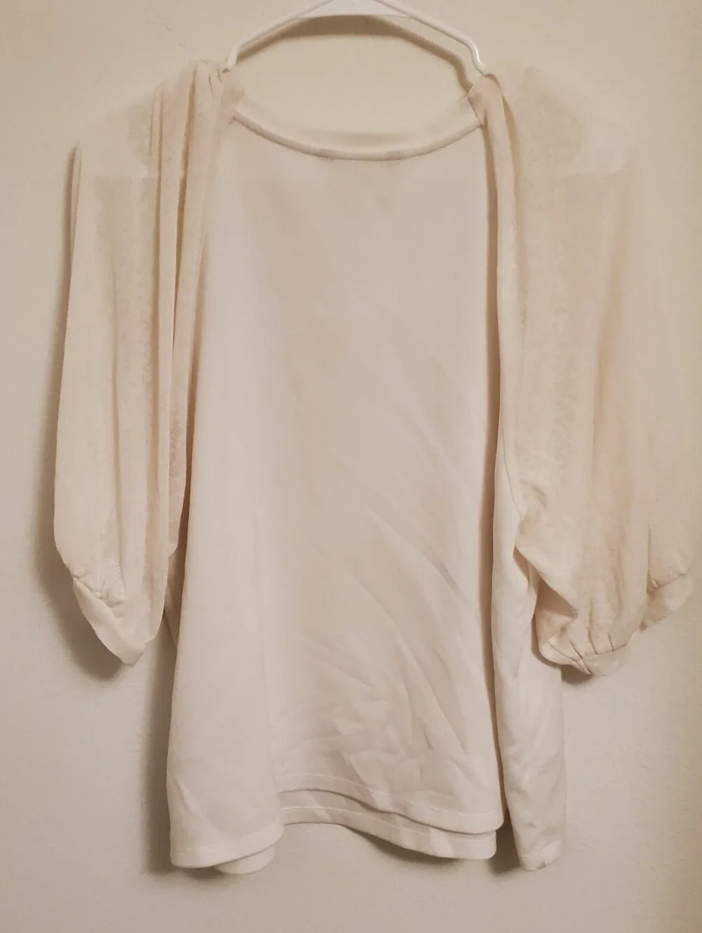Banana Republic Off White Puff Sleeve Blouse Size XL Office Career Nightout Chic